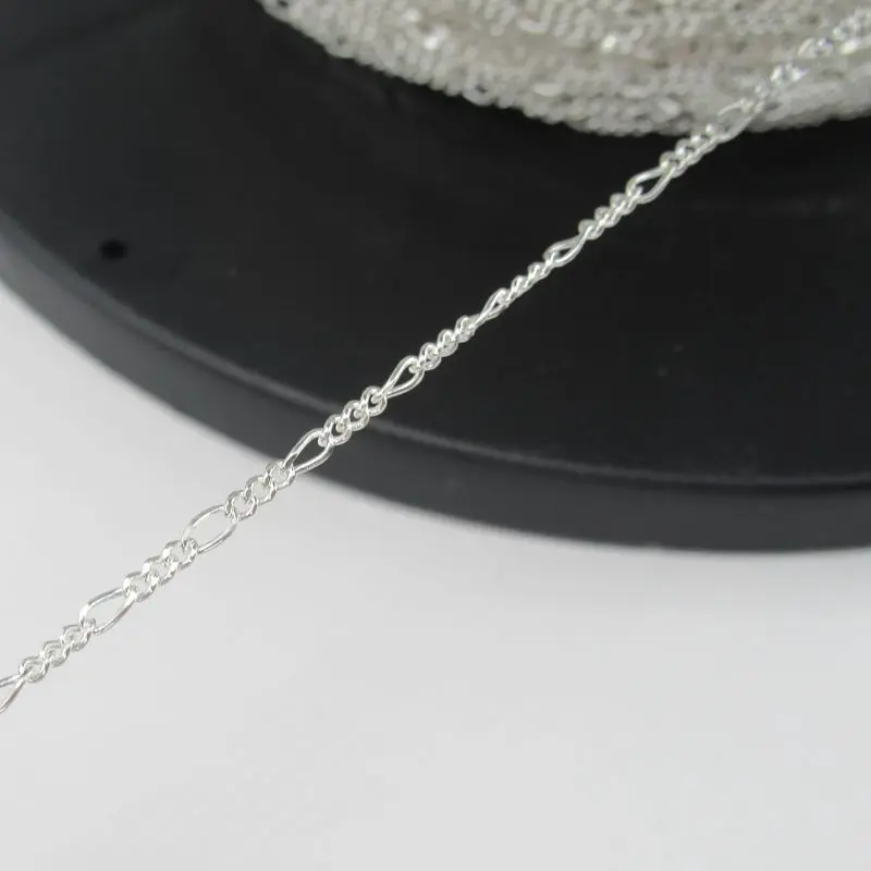 

925 sterling silver 3+1 figaro chain 1.6mm jewelry accessories bracelet necklace chains