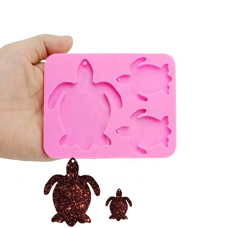 

New DIY cuckold family silicone mold turtle mother/baby keychain mould Liquid silicone mould Not sticky epoxy resin molds, As shown