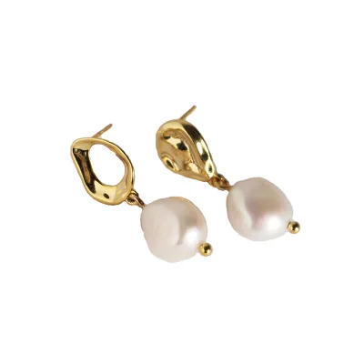

Luxury Design Earrings Freshwater Pearl Pendant Sterling Silver Earrings For Women Jewelry, As picture