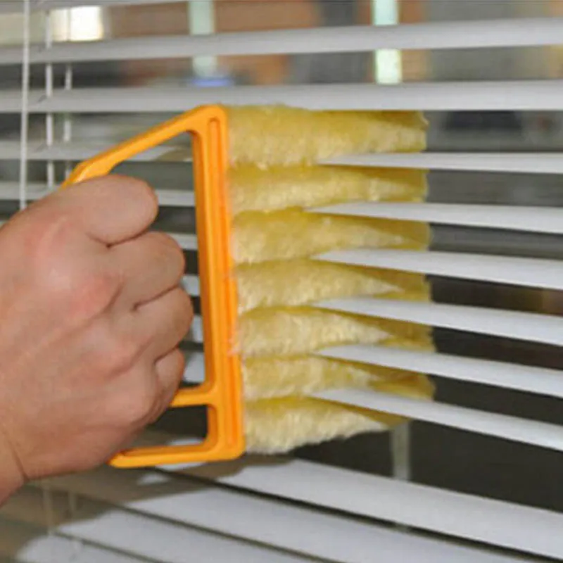 

Useful Microfiber Window Cleaning Brush Air Conditioner Duster Cleaner With Washable Venetian Blind Blade Cleaning Cloth, Yellow orange
