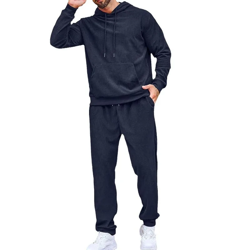 Solid Pullover Hoodie Sweatpants Set