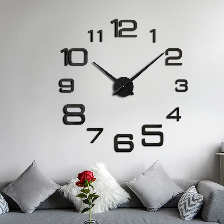 

Hot Sale Diy Wand Klok Brief Digital Big Clock 3d Acrylic Large Wall Clocks Home Decor