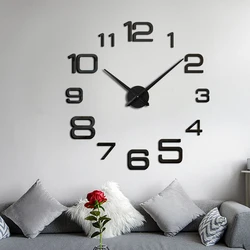 Hot Sale Diy Wand Klok Brief Digital Big Clock 3d Acrylic Large Wall Clocks Home Decor