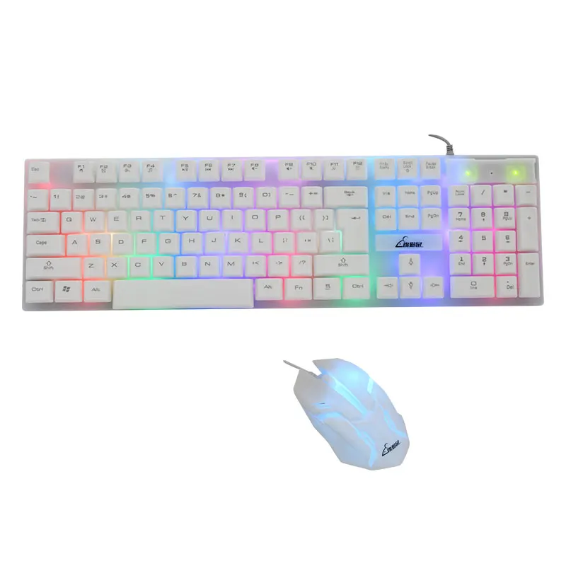 

JINMS KM006 Wired Keyboard and Mouse Set Free Sample 7 Colour Blacklit Gaming Suit Waterproof Design OEM/ODM, Black and white