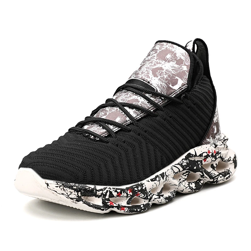 

Men Graffiti Sports Casual Shoes Lace-Up Big Size Yellow Men's Sneakers Mid-top Light Breathable Running Shoes 2021 New Arrival