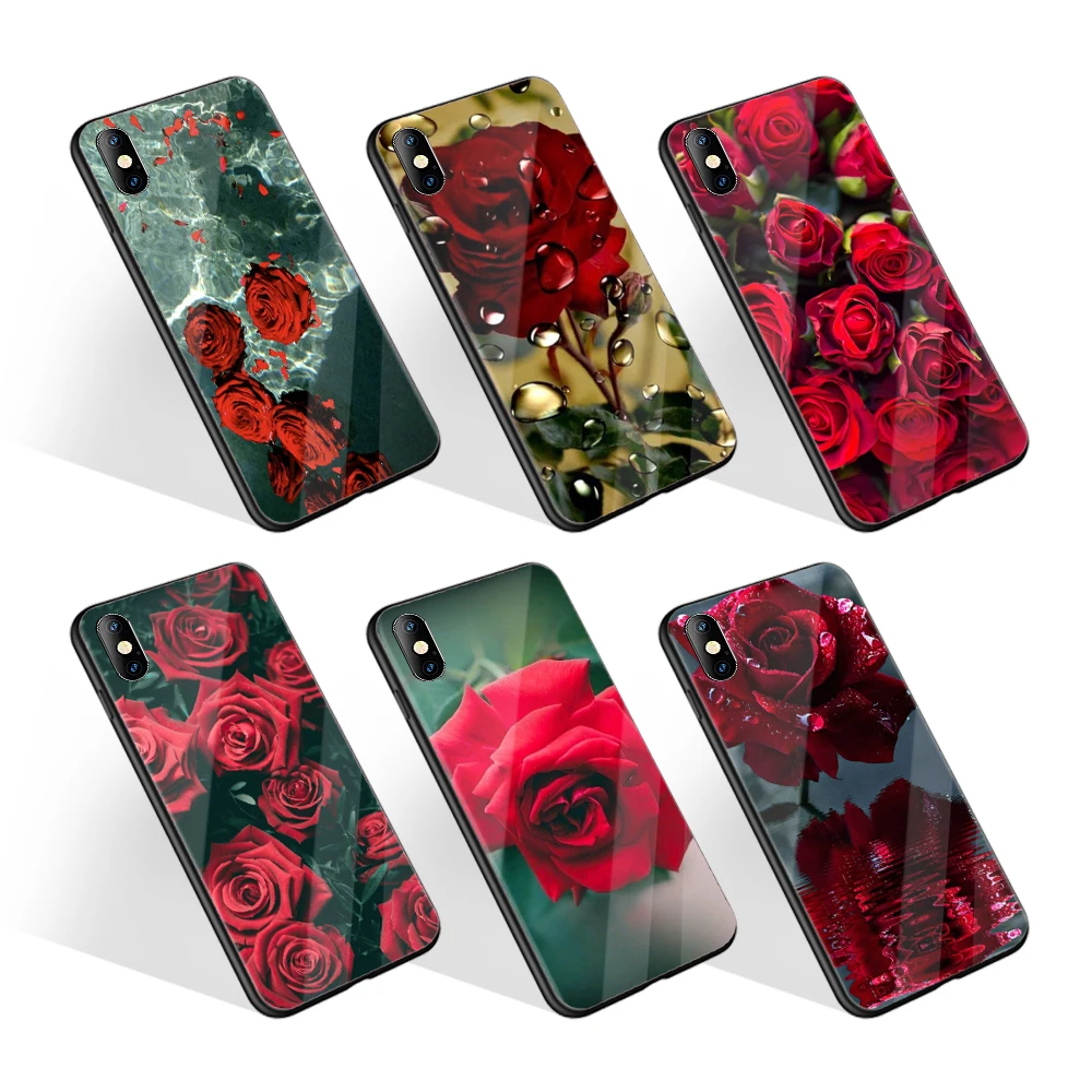 

High-definition Fashion picture phone cover for Samsung S20 Bright Red Roses Flowers Luxury phone case for iphone11 12 pro max, Multiple