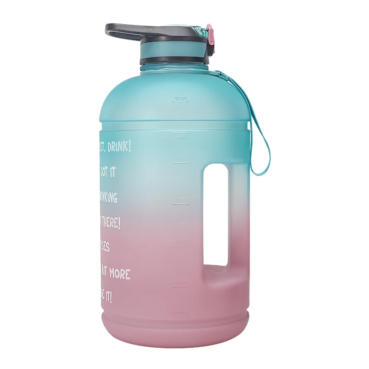 

Patent Mode Bounce lid 1 Gallon Jug 3.78L Straw Water Bottle With Motivational Time Marker, Black,blue,green etc.