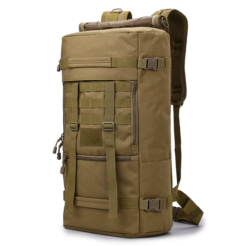 

50 Liters Tactical Multi-Purpose Backpack Large Capacity Luggage Journey Trekking Sports Outdoor Backpack Men Messenger Bag, Black khaki camouflage