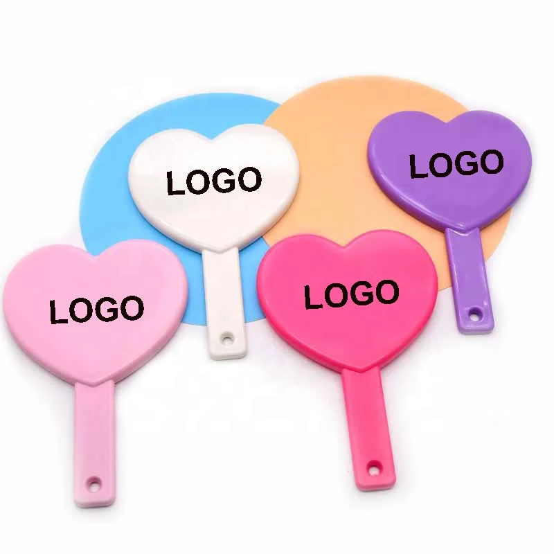 

wholesale Private Label Low Moq Large Black Pink Heart Shape Compact Hand Mirrors Custom Logo Beauty Handheld Makeup Mirror, Purple,green,silver,yellow or customized color