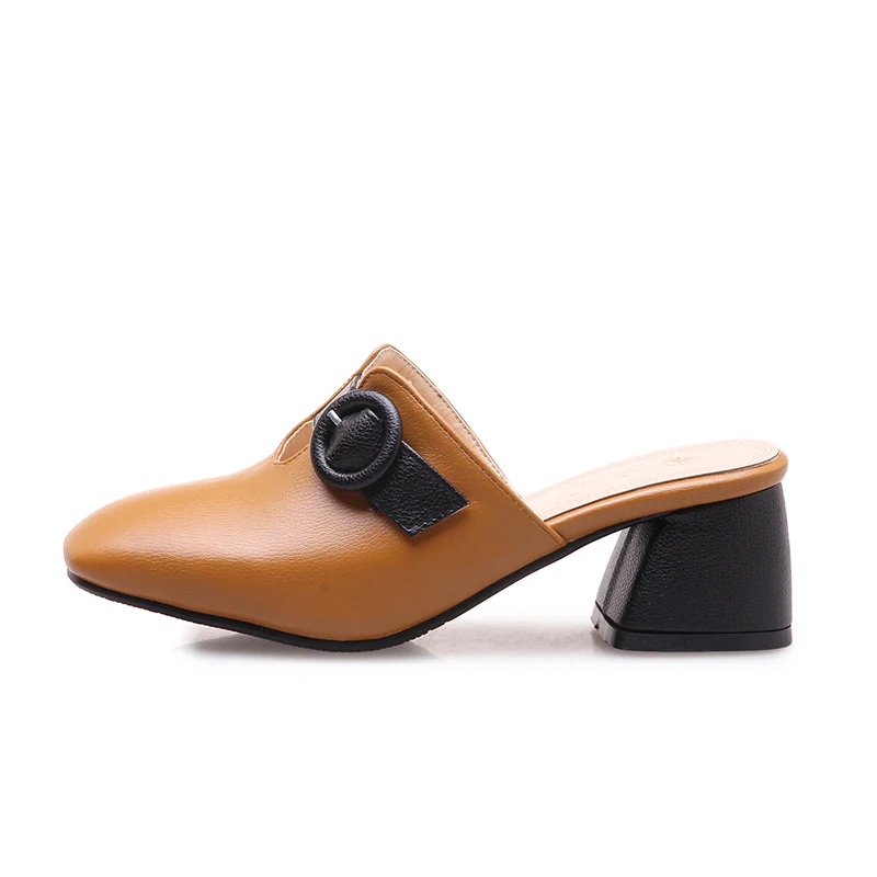 

Summer Square Scalp Belt Buckle Thick-heeled lady slippers