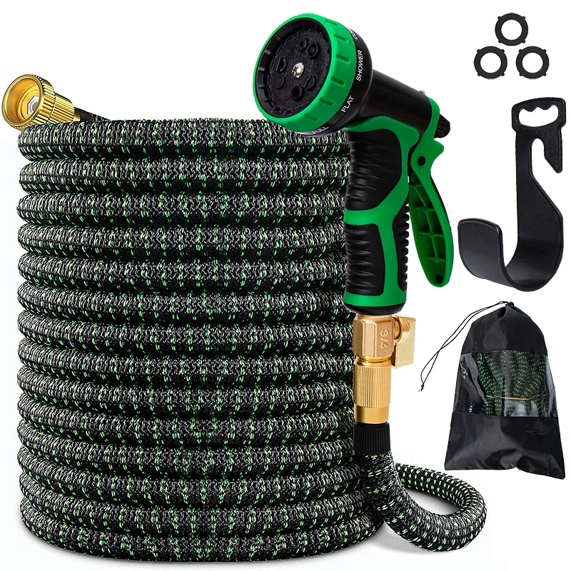 

3 Layers Latex High Pressure Wash Car Water Expandable Magic Garden Watering Hose, Black, green,red,blue,gold