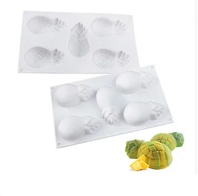 

1026 5 Cavity Pineapple Mousse Cake Silicone Mold DIY French Dessert Epoxy Aroma Candle Handmade Soap Mold, White