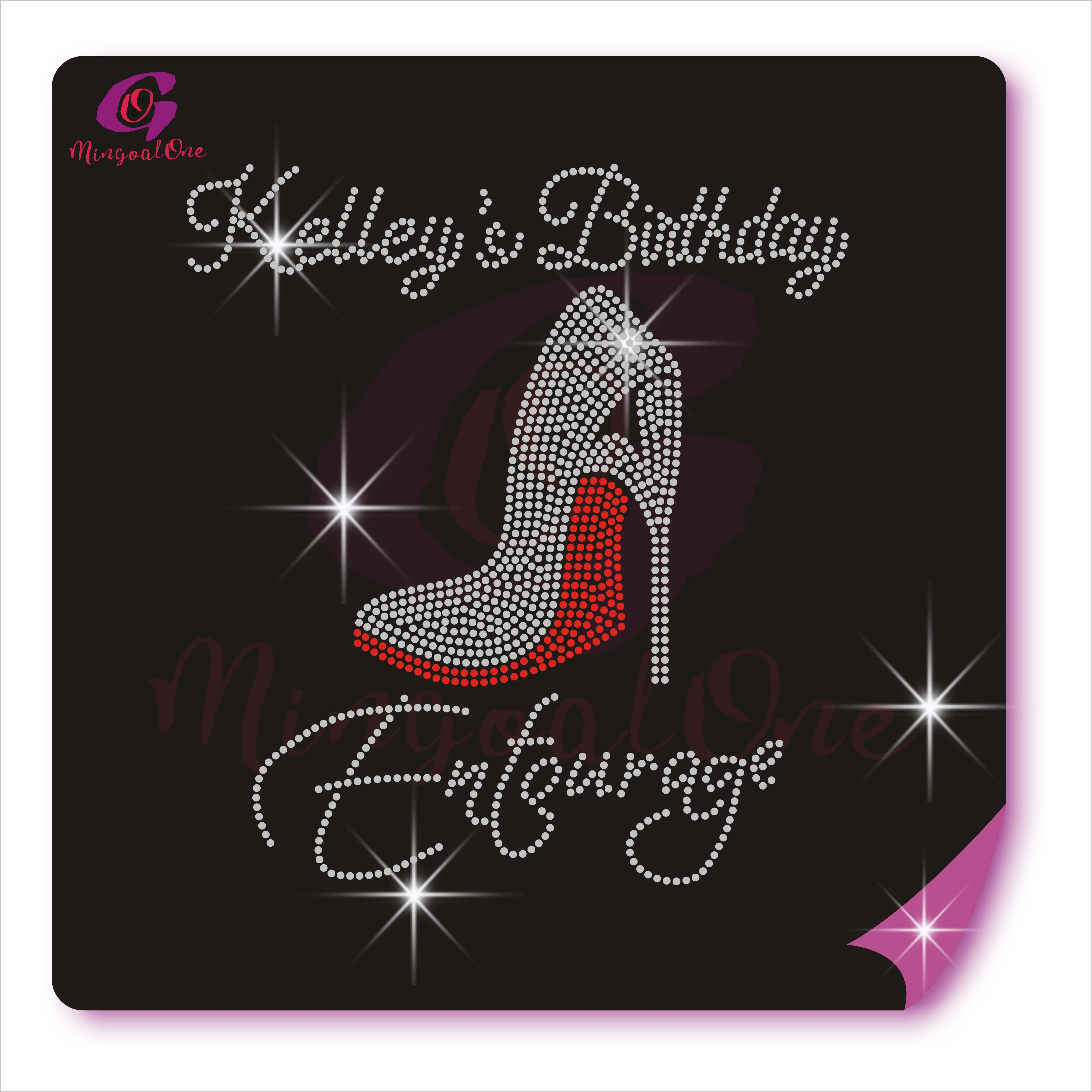 

Bling Birthday Entourage Shoes Rhinestone Heat Transfer Custom High Heels Rhinestone Iron on Motif Designs, Select from color chart