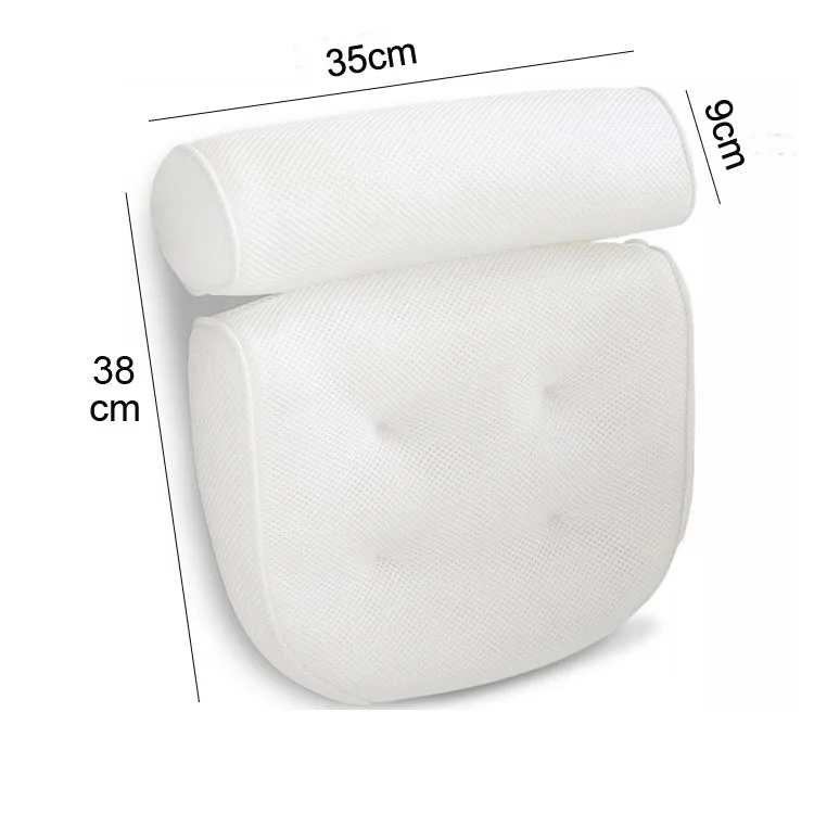 

Spa bath pillow 3D mesh headrest soft and washable bath tub pillow with six suction cups, Customized color