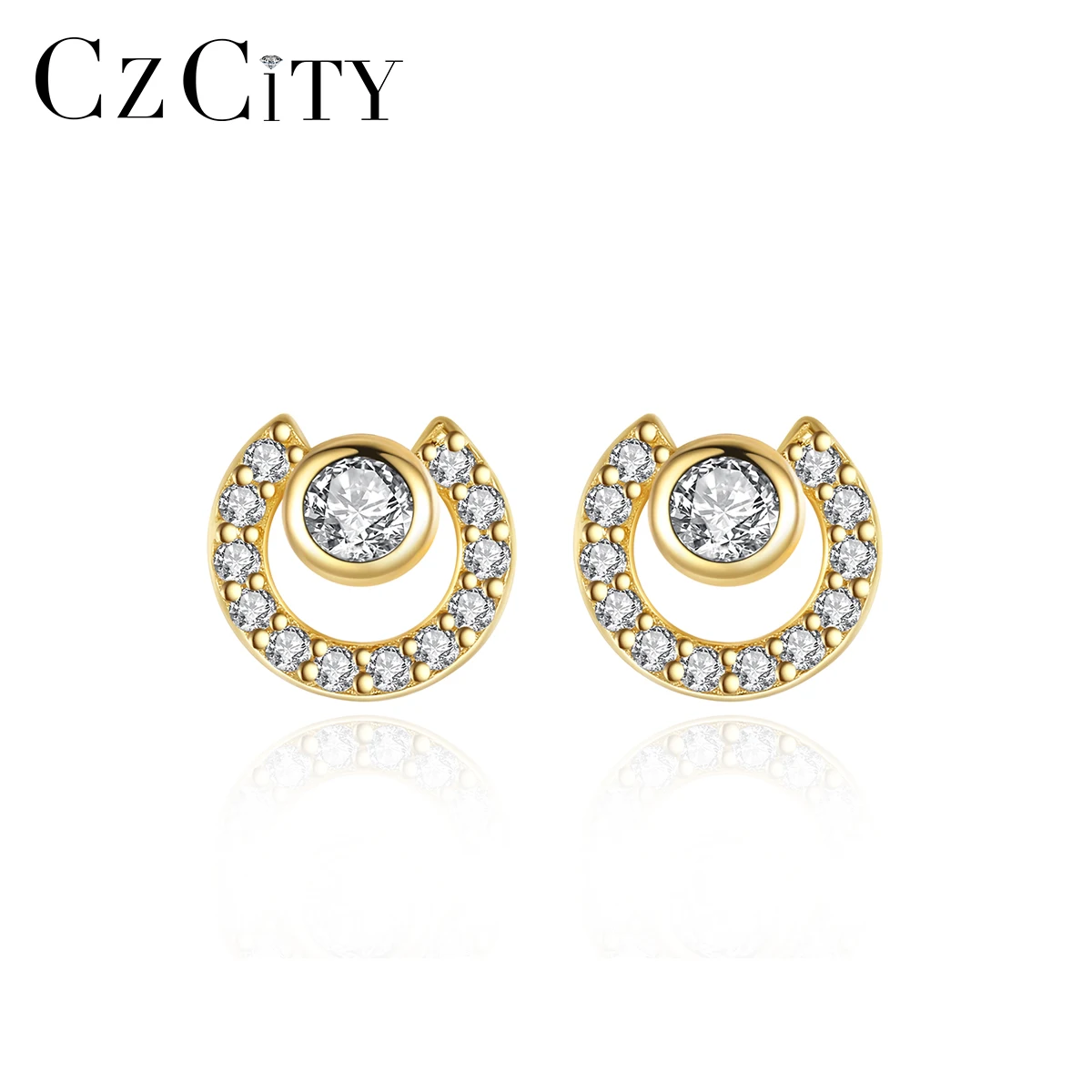 

LUOTEEMI Earring Pin Stud Korean Gold 925 Sterling Silver Trendy Charm Zircon Teacher Minimalistic Earings