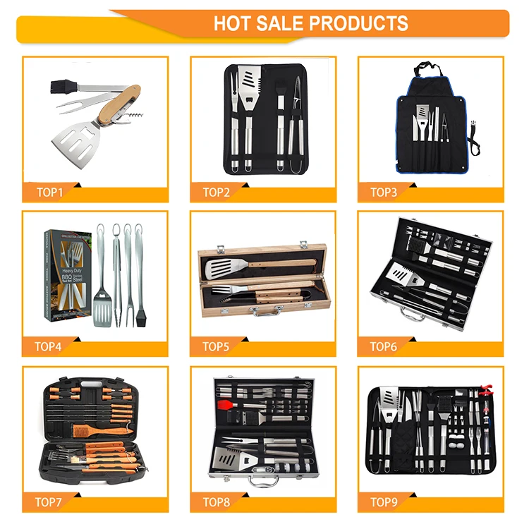 4pcs Classic Style Bbq Grill Set Barbecue Accessory Bbq Tool With Wood