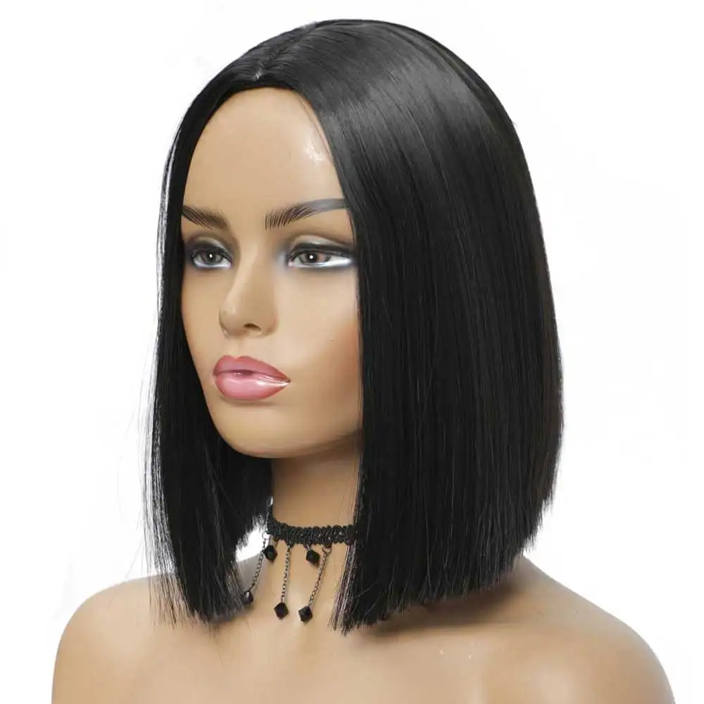 

G&T Wig Black Bob Wig Short Straight Wigs for Women Middle Heat Resistant Synthetic Hair Silky Natural as Real Hair, Multi color