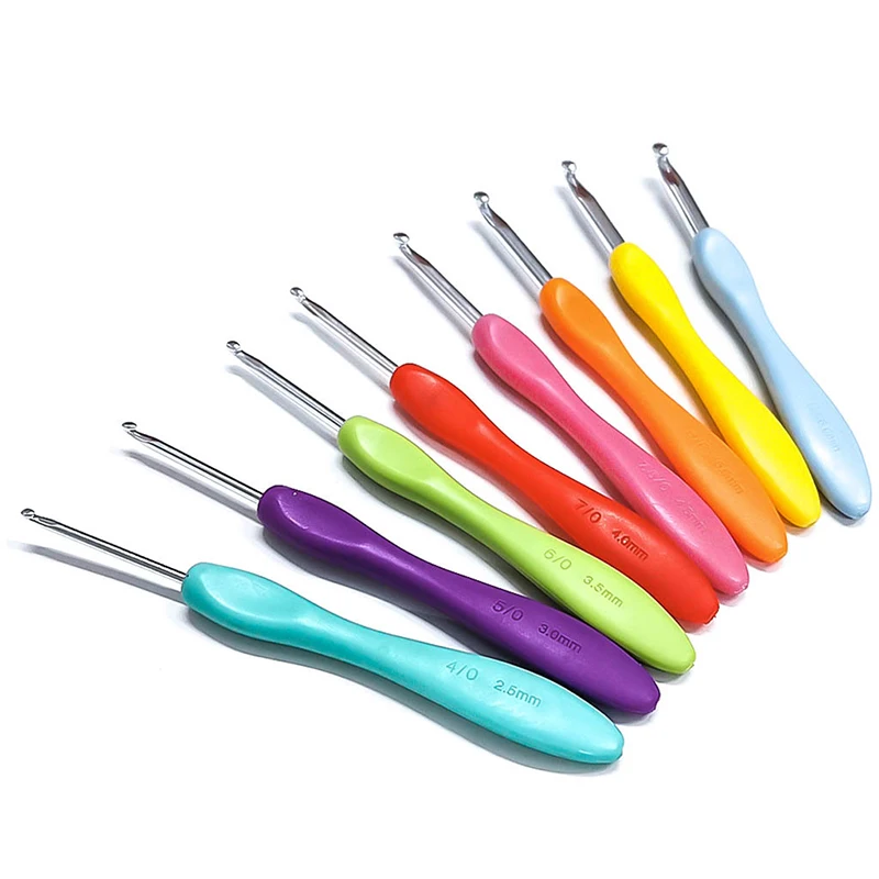 

Sweater stitch rainbow soft handle crochet accessories knitting tool 8pcs/set crochet hook needle