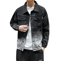 

2019 oem Fashion Tops Long Sleeve Gradient black Denim Coat Vintage Ripped For Clothing plus size Men Jeans Jacket