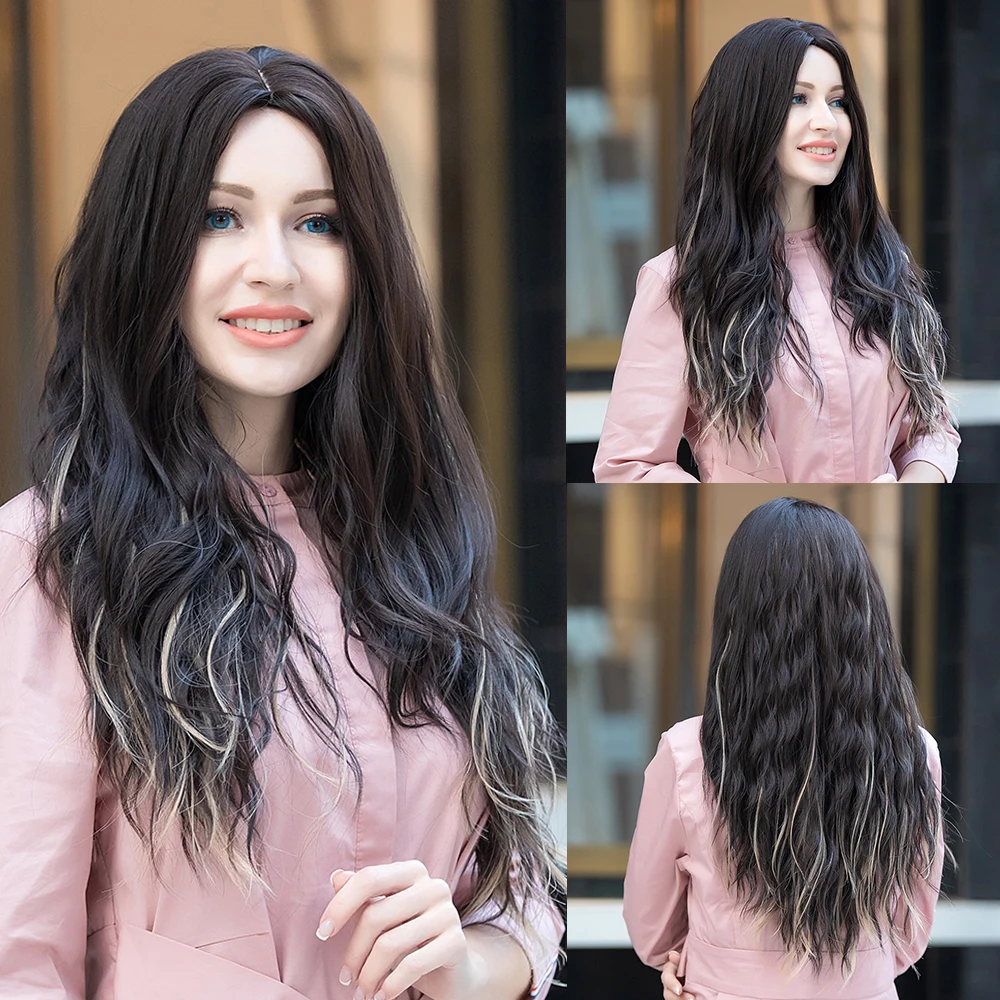 

BVR High Quality Heat Resistant Black to white Synthetic Hair Wigs For Woman