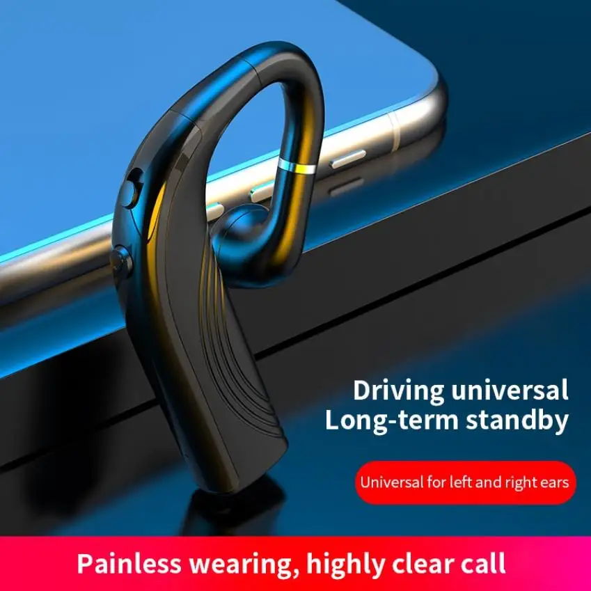 Wireless Headphones Handsfree HD Call Ear-hook Earphones Business Bluetooth 5.0 Headset With Mic For Driver Sport - ANKUX.COM