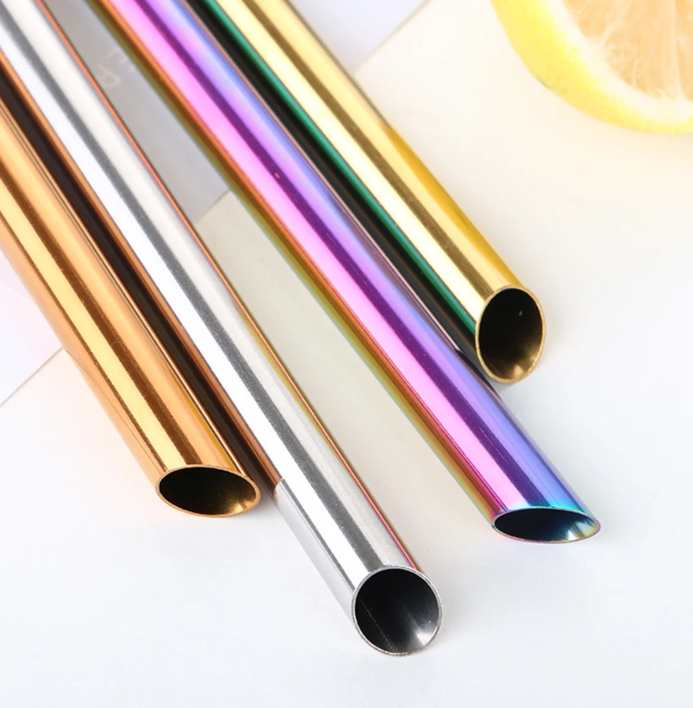 

H983 Bar Accessory Anti Scratch Eco Friendly Bent Straight Reusable Straws Drinking Beverage Multi Color Stainless Steel Straw, Multi colour