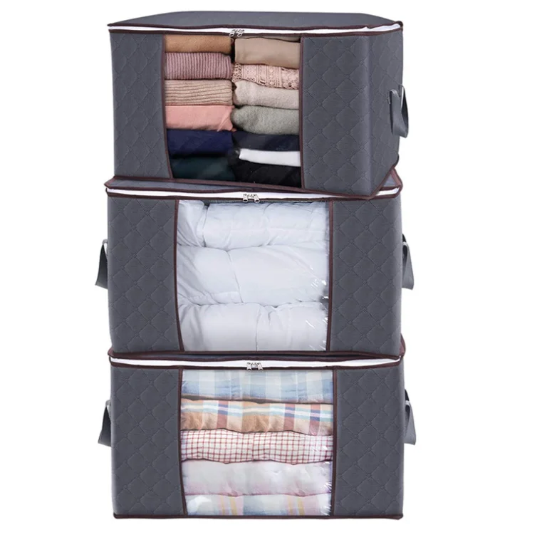 

Large Capacity Clothes Storage Bag Organizer with Reinforced Handle Thick Fabric for Comforters Blankets Bedding, Grey