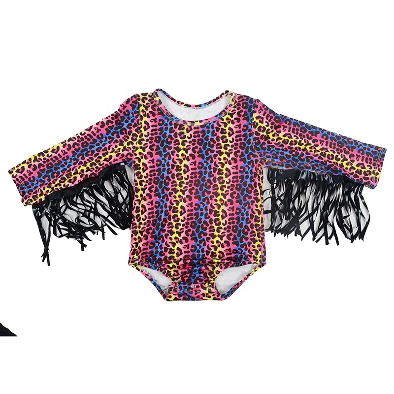 

Valentine's Day Hot selling printed baby girl romper long sleeve with tassel outfit Design boutique kids clothing