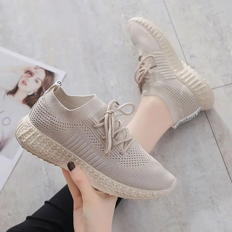 

2021 Latest sneaker women's ins fashionable Woven Elastic Shoes running sport outdoor sneaker shoes EU 36-41