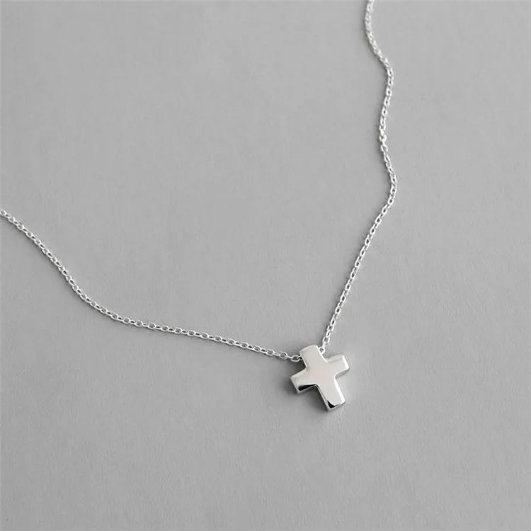 

Faith Religious Jewelry 925 Sterling Silver Plain Cross Necklaces Sterling Silver Polished Cross Pendant Necklace