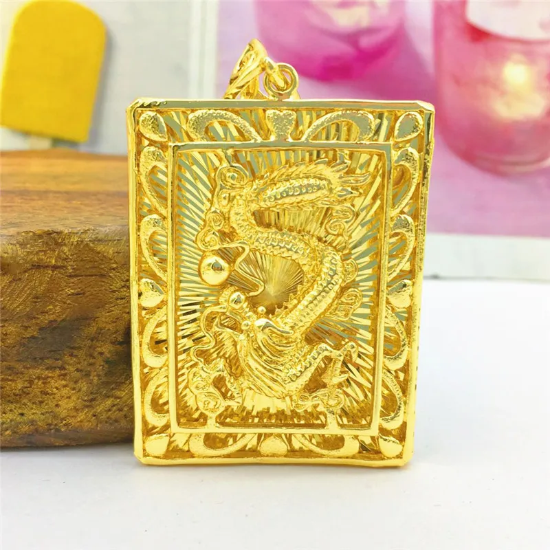 

Delicate Gold 14K Pendant for Women Men Necklace Pendants No Chain Exquisite Dragon Pattern Fine Jewelry Birthday Gifts Male