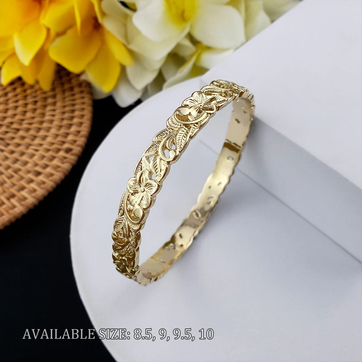 Hawaiian Gold Plated Designer Flower s Bangles for Women Wholesale