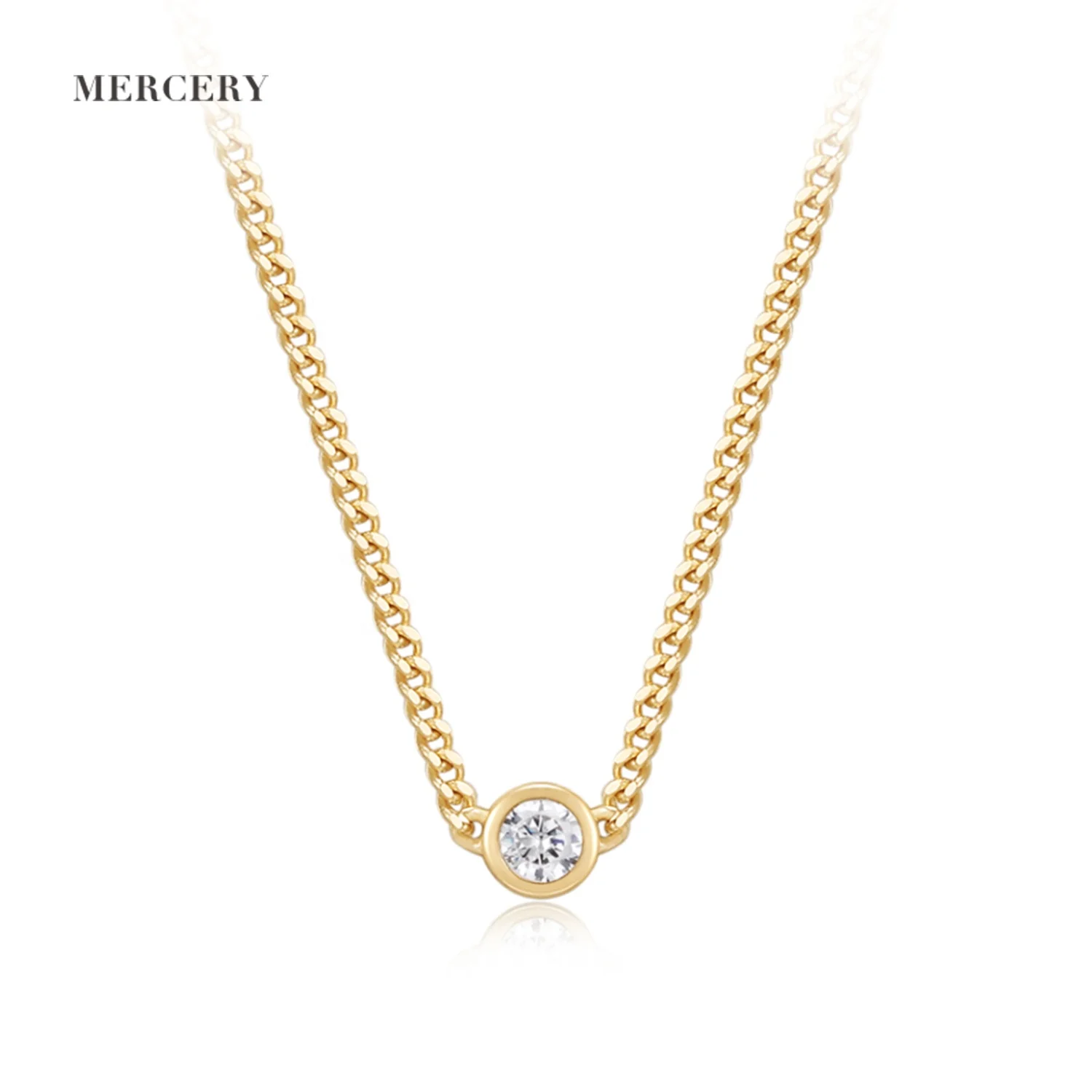 

Mercery 585 Gold Female Pendant GHSI Diamond Thick Cuban Chain Necklace 14k Gold Solid Fine Jewellery Diamond Necklace