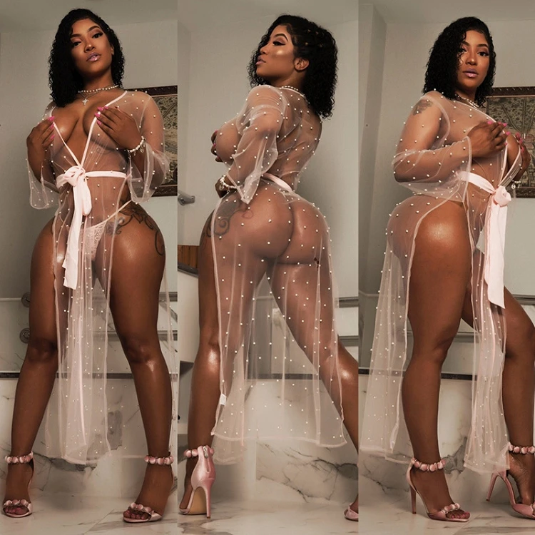 

high quality new fashion plus size see through mesh underwear high slit sheer Sexy lingerie women