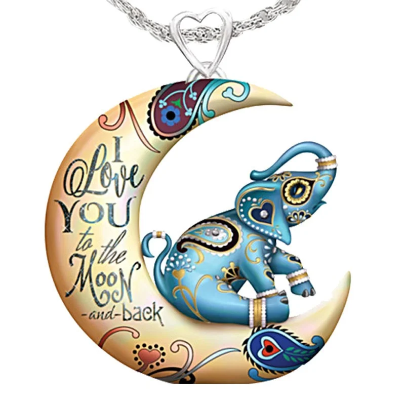 

Fashion cartoon children's necklace elephant pendant moon necklace cute