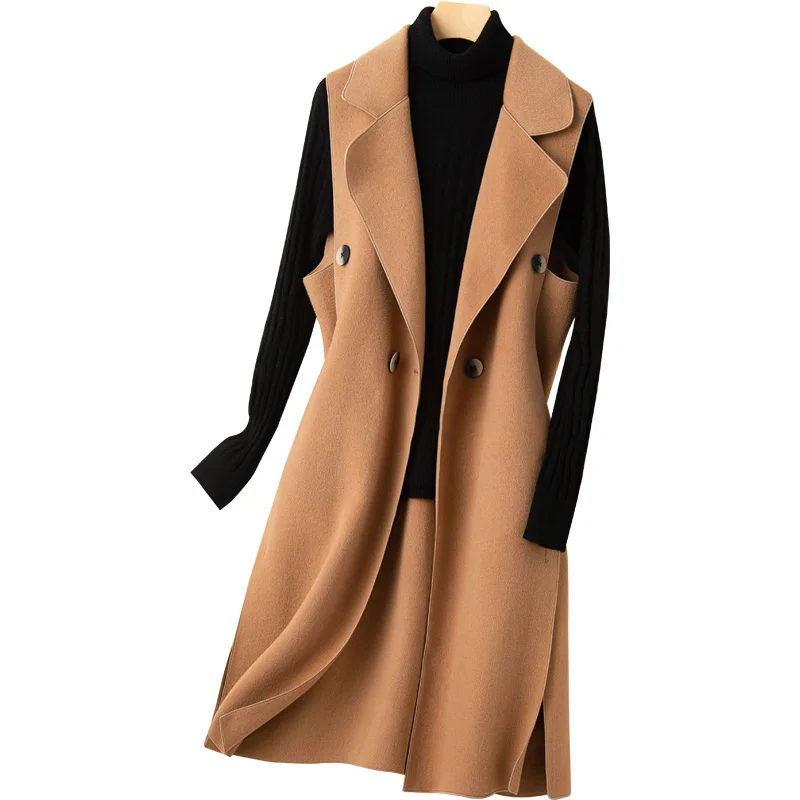 

Mid-length Woolen Waist Coat Loose And Thin Women Coats For Ladies, Black, beige, camel, bean green