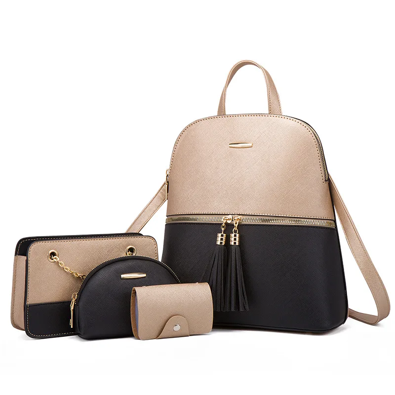 

New Wholesale custom logo OEM ODM 2021 Fashion Designers Cute Back Pack Small 4pcs Set Ladies bag Purse Handbag Women's Backpack