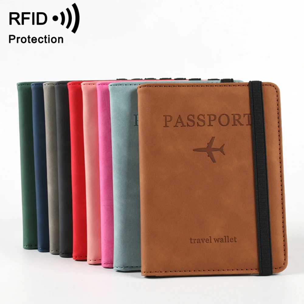 

X-WORLD Custom LOGO PU Leather Passport Cover Travel Wallet with Card Case Ticket Slot RFID Blocking Passport Holder