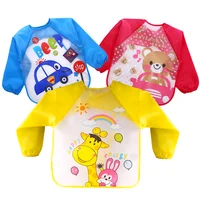 

Baby smocks for men and women long sleeves eating bibs waterproof rice pockets baby anti-dressing children's painting aprons