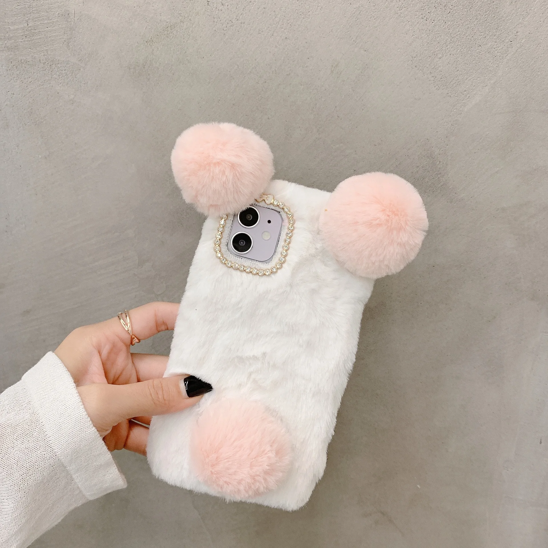 

Japan cute Plush bunny ears rabbit Cute mouse Soft phone case for apple iphone 7 8 Plus X XS XR MAX 11 Pro SE 3D back cover