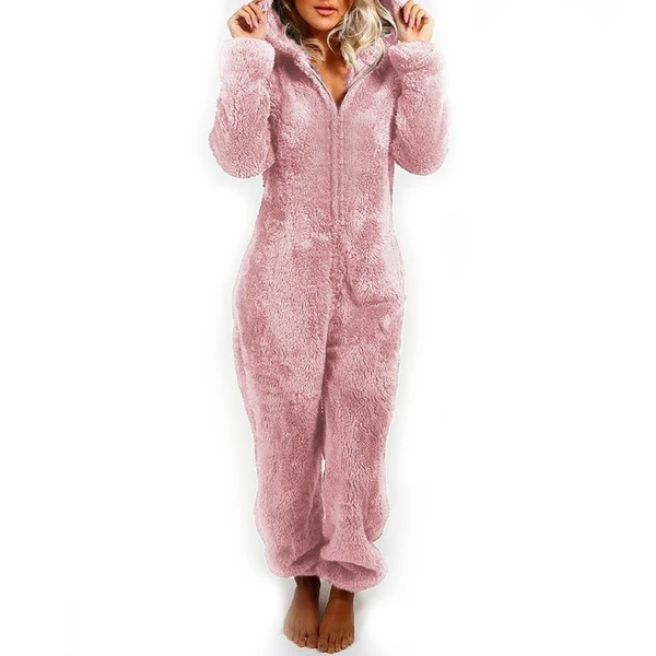 

Discount Logo Custom OEM Design Zipper Jumpsuit Hooded Night Wear Sleepwear Pajamas Onesie For Sexy Women, Customized color