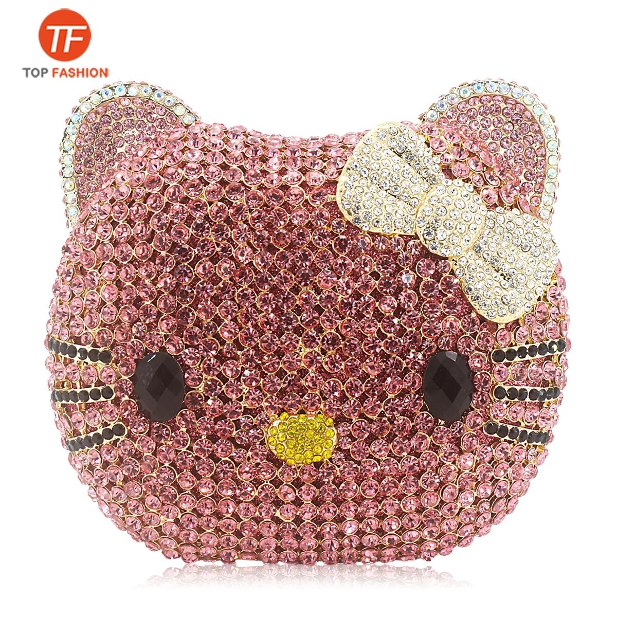 

China Factory Wholesales Luxury Crystal Rhinestone Clutch Evening Bag Wedding Party Hello Kitty Cat Minaudiere Purse, ( accept customized )
