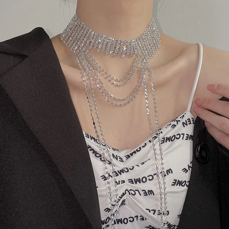 

fashion quality chunky choker luxury crystal necklace