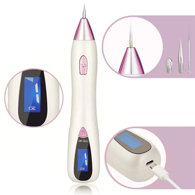 

Portable Plasma Beauty Laser Tattoo Removal Sweep Spot Freckle Pen Tool beauty mole Spot removal pen, Gold and pink