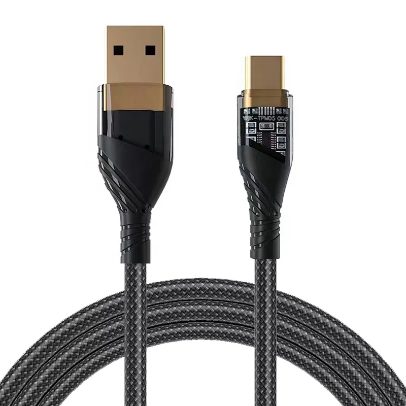 

New Trending Creative Clear Housing Mobile Phone Quick Charge Transparent Case Type C Fast Charging USB Cable Type-C