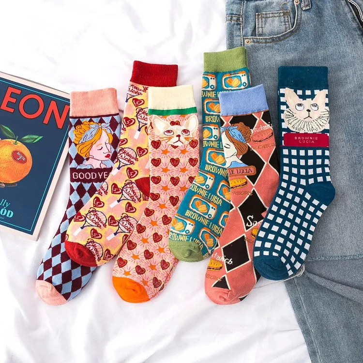 

Wholesale Lolita style 100 cotton calcetas soks cat women fun socks, Colors