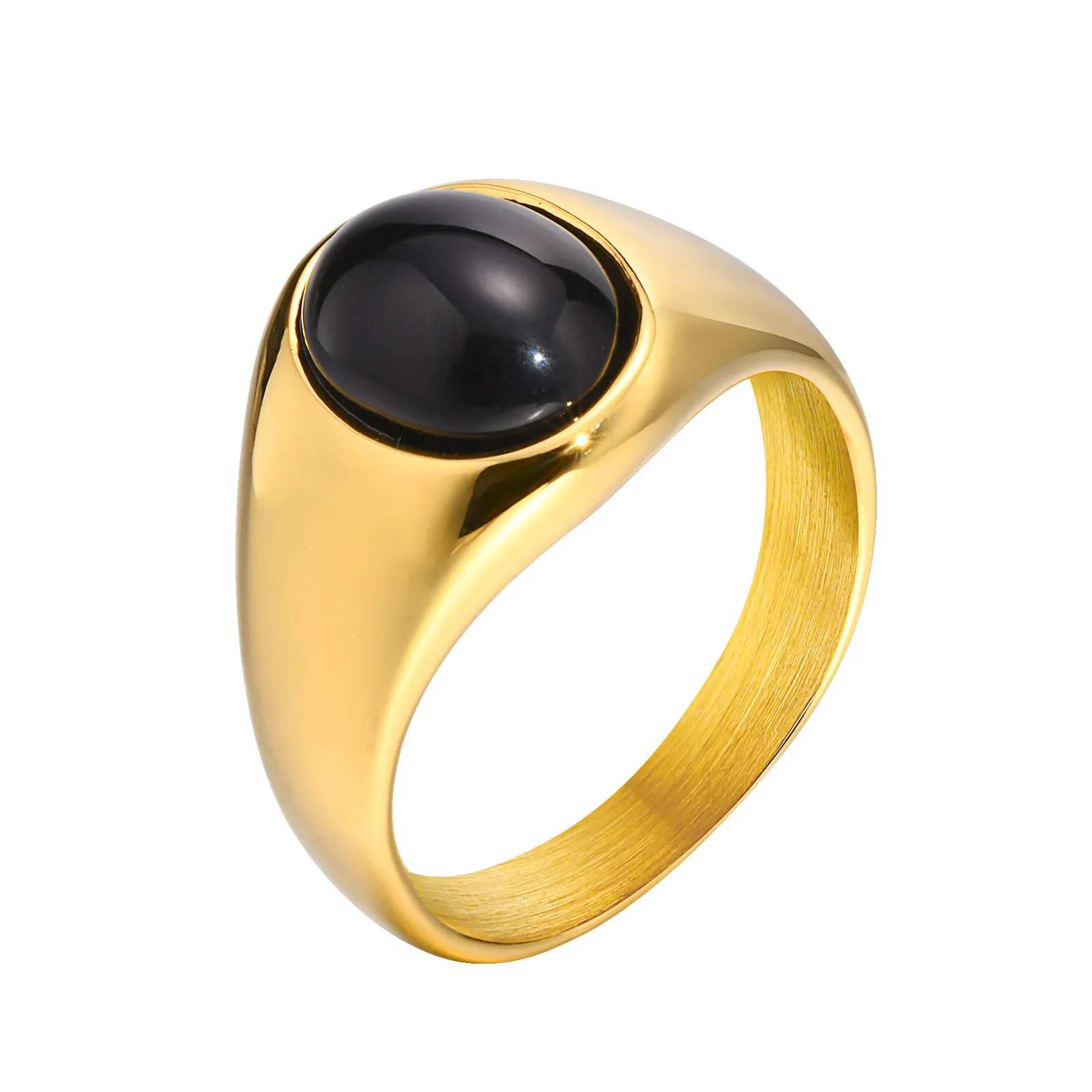 

Stainless Steel Agate Ring with Diamond Gold Women's Titanium Steel Accessories Classic Fashionable Design for Anniversary