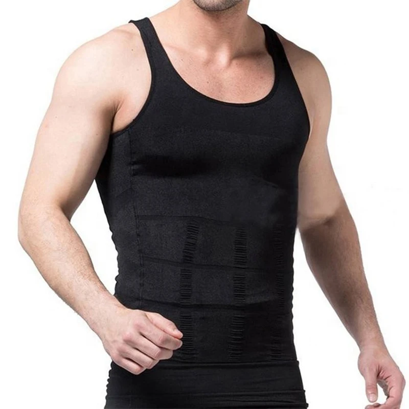 Men's Body Shapers Back Lift Function Bodybuilding Belly Contraction Underwear Vest