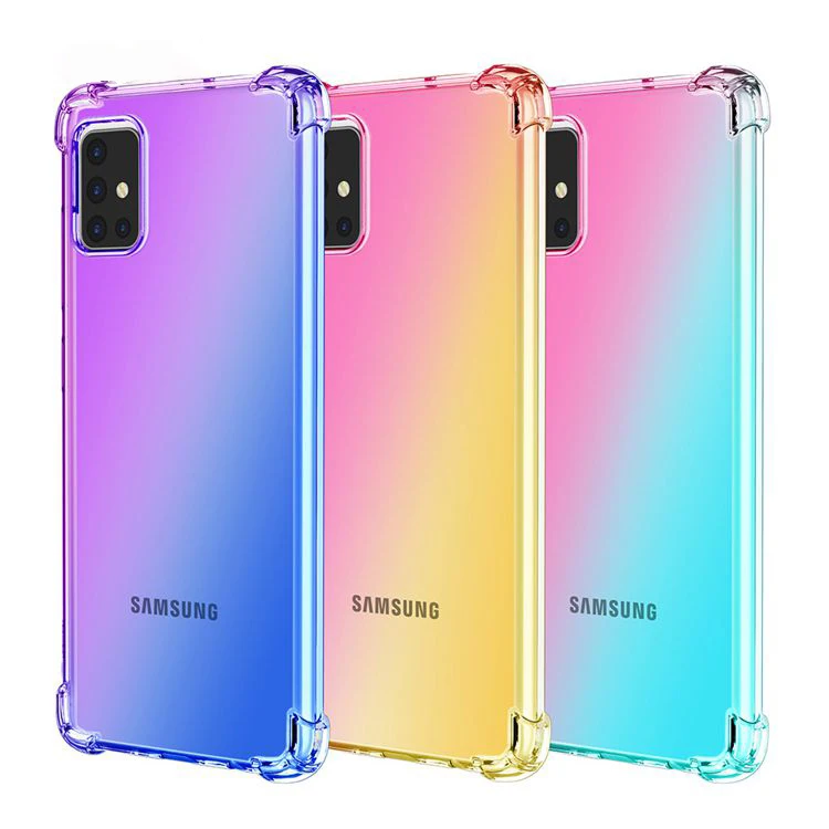 

HOCAYU Colorful Mobile Back Cover For Samsung Galaxy A41 Case Promotion Gradient Tpu Cornors Bumper Anti-Shock Clarity Shell