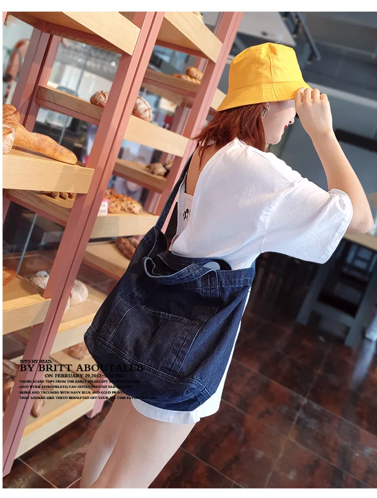 Personalized Customize Folding Cheap Cute Sling Crossbody Bags Denim Reusable Grocery Shopping